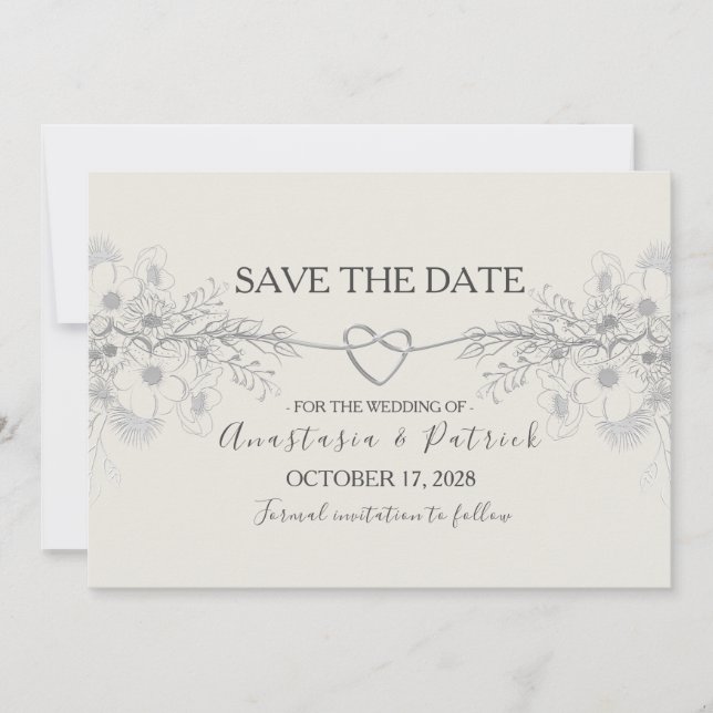 Save The Date Mariage Élégant Calligraphié Bleu Poussiéreux (Devant)