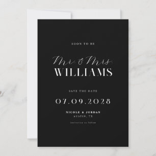 Save The Date Mariage élégant chic noir et blanc moderne