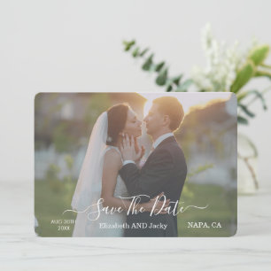 Save The Date Mariage Élégant Classique Calligraphie Noir et Bla