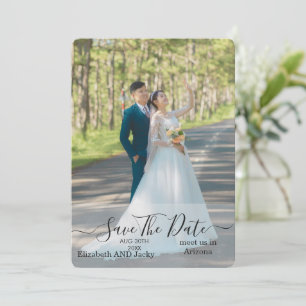 Save The Date Mariage Élégant Classique Calligraphie Noir et Bla