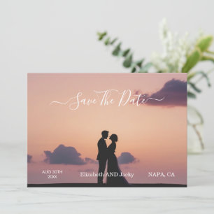 Save The Date Mariage Élégant Classique Calligraphie Noir et Bla