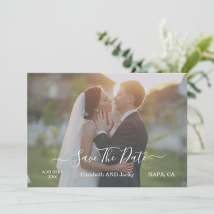 Save The Date Mariage Élégant Classique Calligraphié Noir et Bla