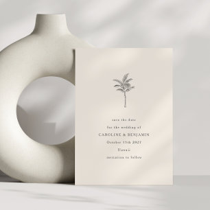 Save The Date Mariage élégant d'art en ligne minimaliste de palm