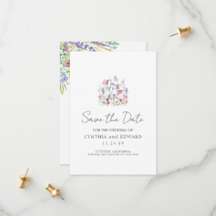 Save The Date Mariage Élégant de Fleurs Sauvages de Prairie Esti
