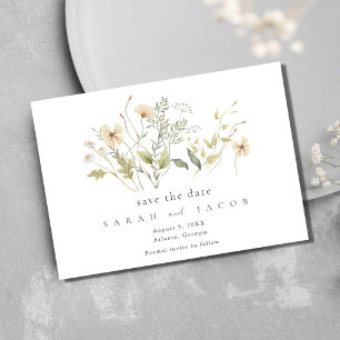 Save The Date Mariage élégant en plein air avec fleurs sauvages