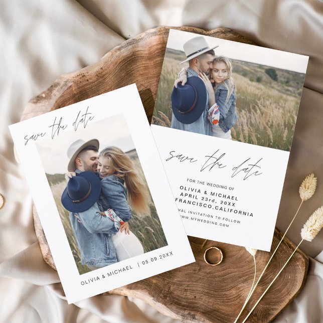 Save The Date Mariage Élégant Enregistrer la Date Photo Minimali (Créateur téléchargé)