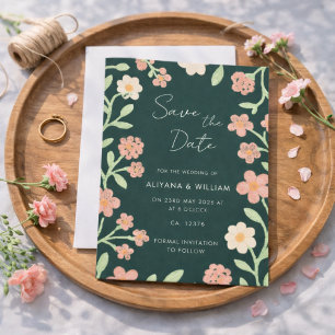 Save The Date Mariage Élégant et Fantaisiste avec Bordure Floral