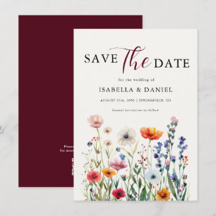Save The Date Mariage Élégant Floral Bourgogne
