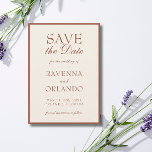 Save The Date Mariage Élégant Glamour Crème Terracotta Vieille F