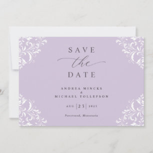 Save The Date Mariage Élégant Lavande Lilas Vintage