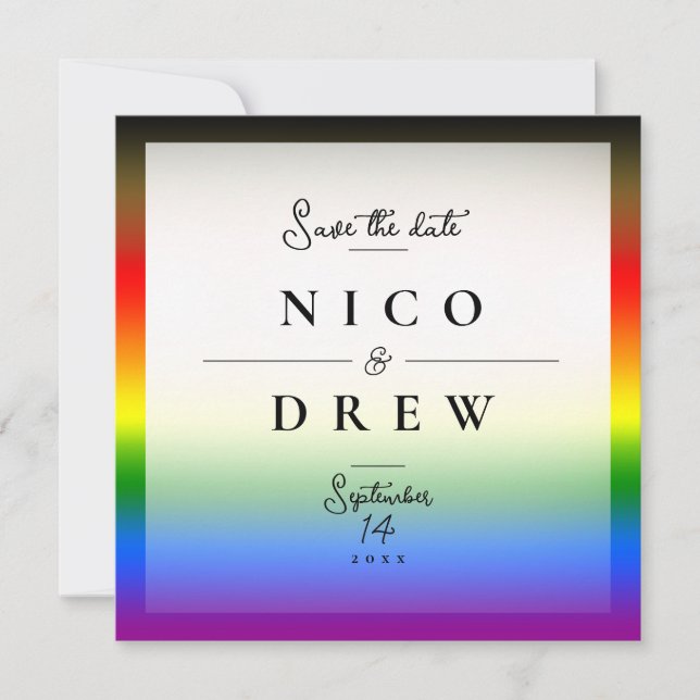 Save The Date Mariage élégant LGBTQ+ BIPOC de la Fierté  (Devant)