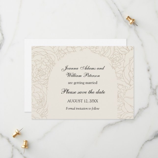 Save The Date Mariage élégant marron beige enregistrer la date (Devant/Arrière en situation)