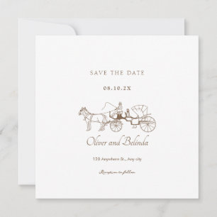 Save The Date Mariage élégant minimaliste calèche vintage