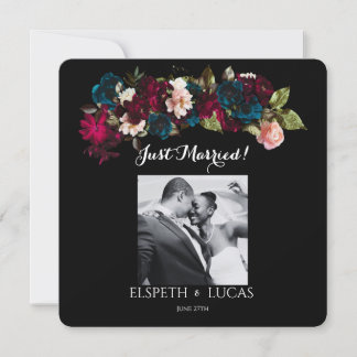 Save The Date Mariage Élégant Minimaliste Noir et Floral