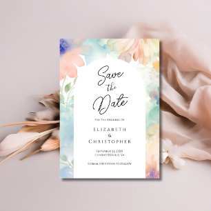 Save The Date Mariage Élégant Moderne Aquarelle Florale Pastel