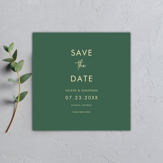 Save The Date Mariage élégant moderne classique minimal (Minimal Classic Sage Green Wedding Save The Date)