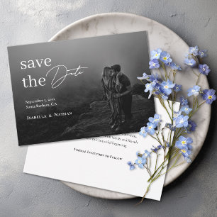Save The Date Mariage Élégant Moderne Photo Noir et Blanc