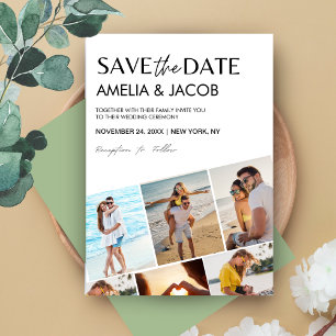 Save The Date Mariage Élégant Moderne Photo Noir et blanc