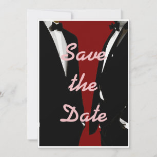 Save The Date Mariage Élégant Moderne pour Hommes Gay Rouge Bour