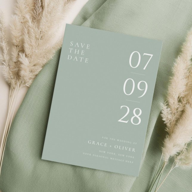 Save The Date Mariage élégant moderne Sage Green (Créateur téléchargé)