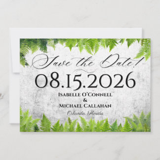 Save The Date Mariage Élégant Naturel aux Feuilles de Fougère Ro
