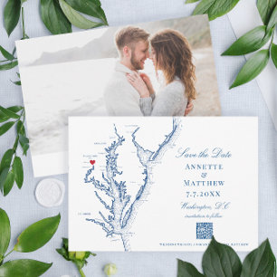 Save The Date Mariage Elegant Navy de Washington DC Code QR