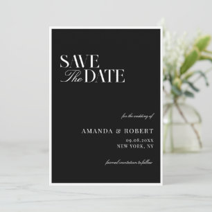 Save The Date Mariage Élégant Noir et Blanc à l'Ancienne