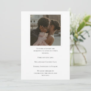 Save The Date Mariage Élégant Photo Moderne Noir et Blanc