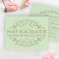 Mariage Élégant Pistache Orné de Doré