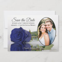 Mariage élégant rose bleu marine et photo ovale