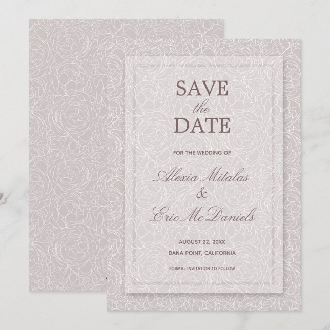 Save The Date Mariage élégant Rose moderne (Devant / Derrière)