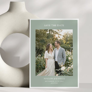 Save The Date Mariage Élégant Simple Sage Photo QR