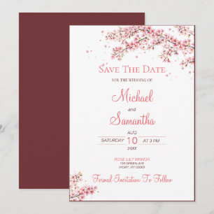 Save The Date Mariage Élégant sous les Cerisiers en Fleur