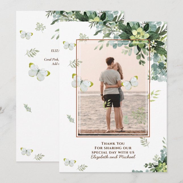 Save The Date Mariage émeraude Feuille chic Eucalyptus (Devant / Derrière)