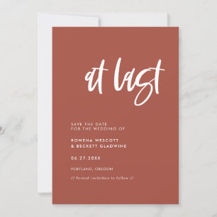 Save The Date Mariage en brique brûlée moderne élégant à dernier
