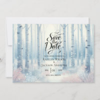 Mariage en forêt de bouleau bleu givré