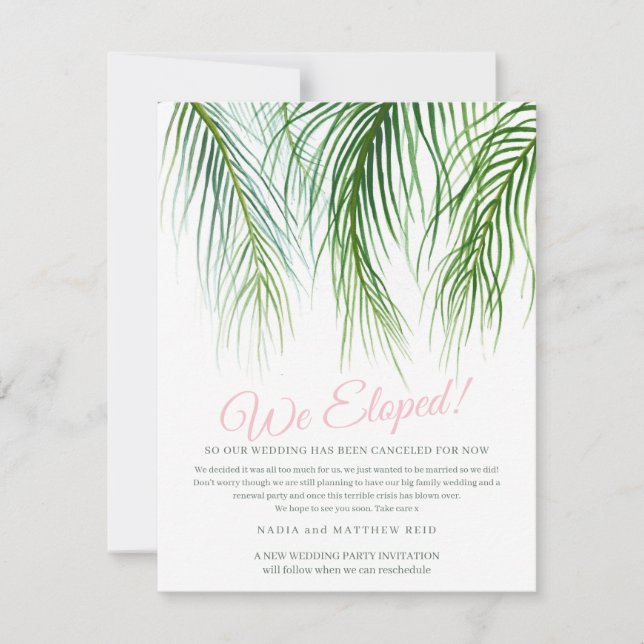 Save The Date Mariage en fuite changement de plan pour la fête (Devant)