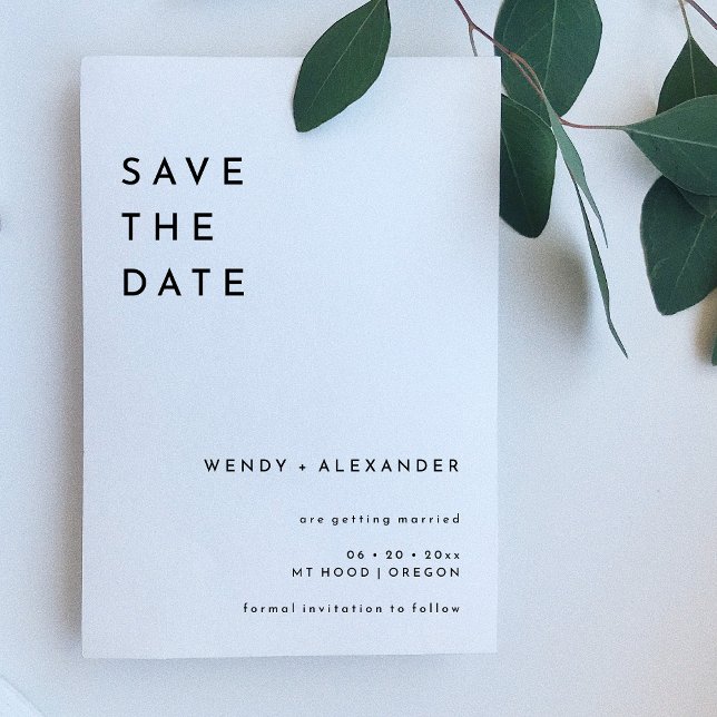 Save The Date Mariage en gras moderne blanc (Créateur téléchargé)