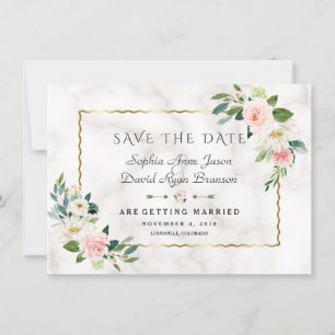 Save The Date Mariage en marbre à cadre doré de luxe