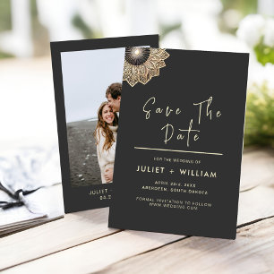 Save The Date Mariage en or doré Vintage Sun Lace Floral