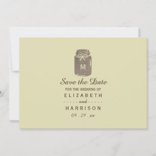 Save The Date Mariage en pot Mason toile de jute