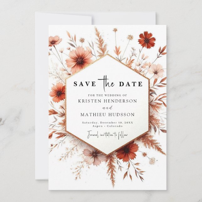 Save The Date Mariage en terre cuite numérique chic (Devant)
