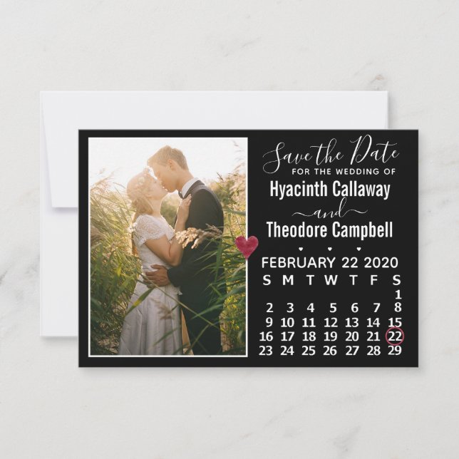 Save The Date Mariage Enregistrer la date Février 2020 Calendrie (Devant)