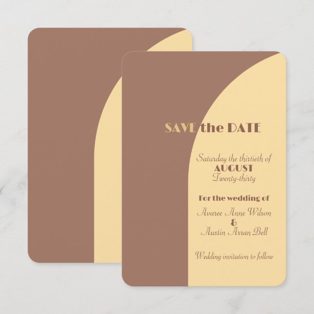 Save The Date Mariage Enregistrer la date Mocha Mousse Arché (Devant / Derrière)