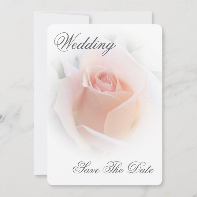 Save The Date Mariage Enregistrer La Date Peach rose Rosebud (Devant)