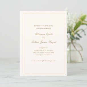 Save The Date Mariage Éternel Classique Bordure Ivoire et Or