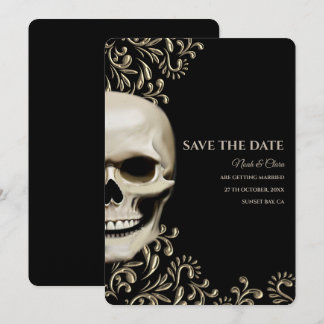 Save The Date Mariage Ethnique Sombre Gothique Crâne Halloweddin