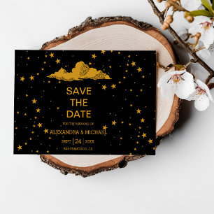 Save The Date Mariage Étoiles Célestes Or Noir Mystique