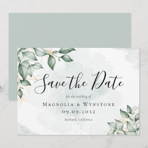 Save The Date Mariage Eucalyptus Green Watercolor