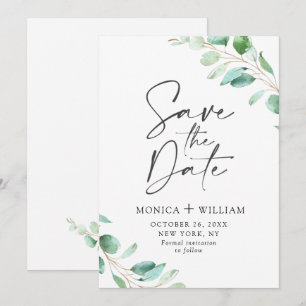 Save The Date Mariage Eucalyptus Simplement Élégant Enregistrer
